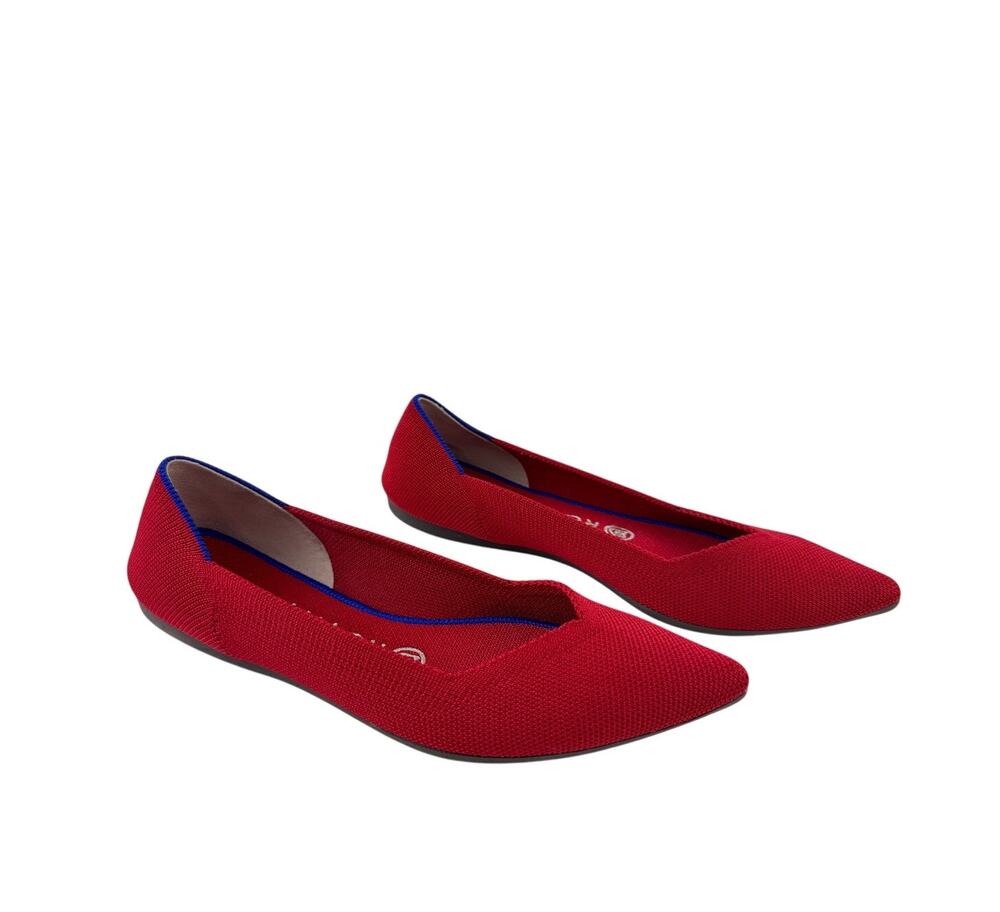 Rothy's The Point Womens Ballet Flats 7 Red Classic Soft Flexible Washable Shoes